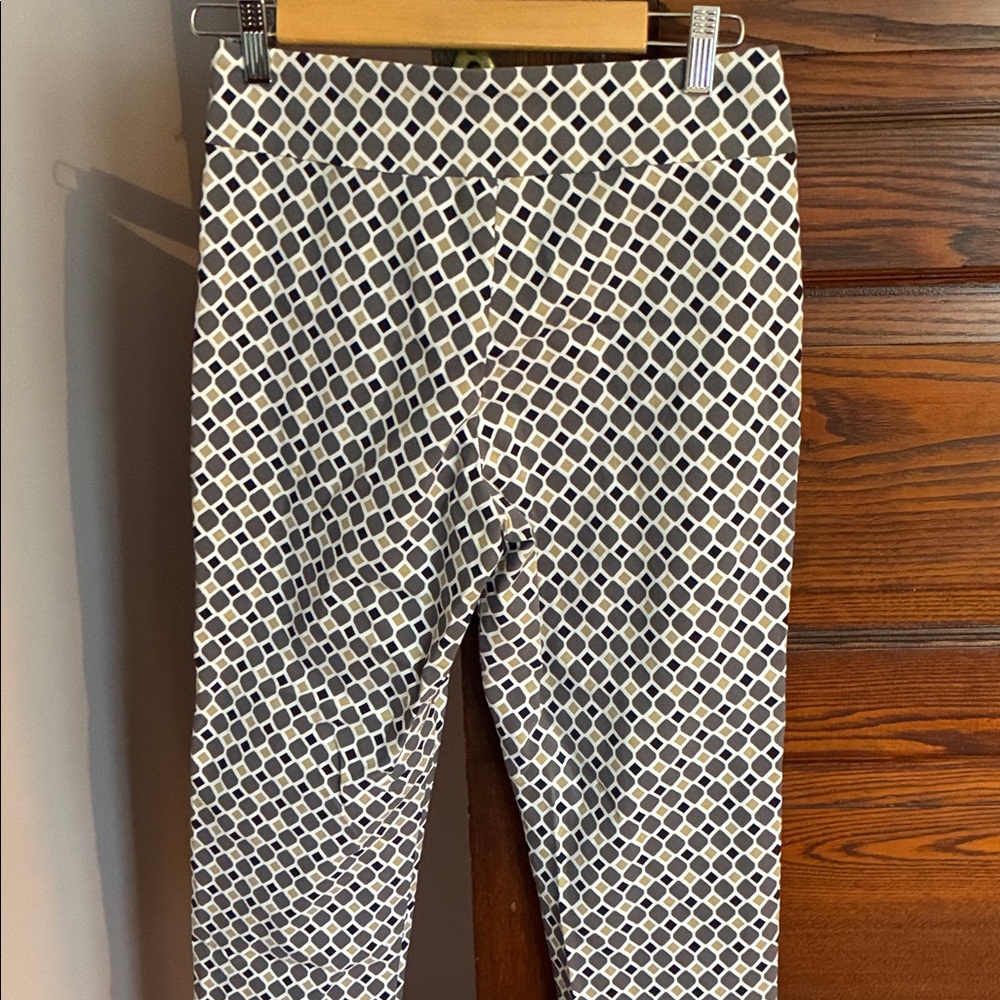 Straight-Leg Navy & White Geometric Print Pants - Picture 6 of 6
